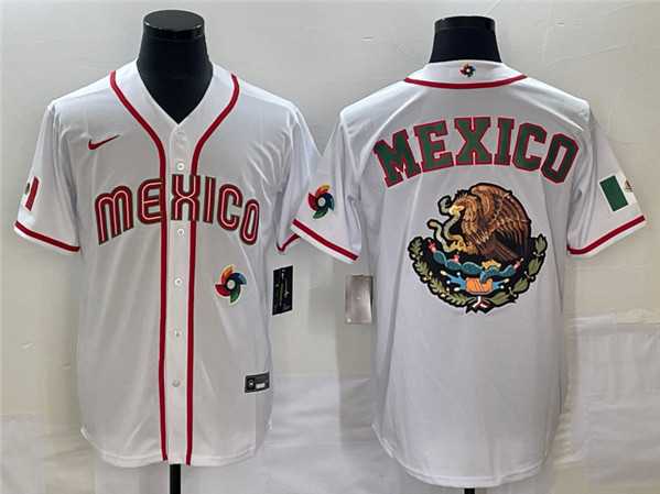 Men%27s Mexico 2023 White Team Big Logo World Baseball Classic Stitched Jersey->2023 world baseball classic->MLB Jersey
